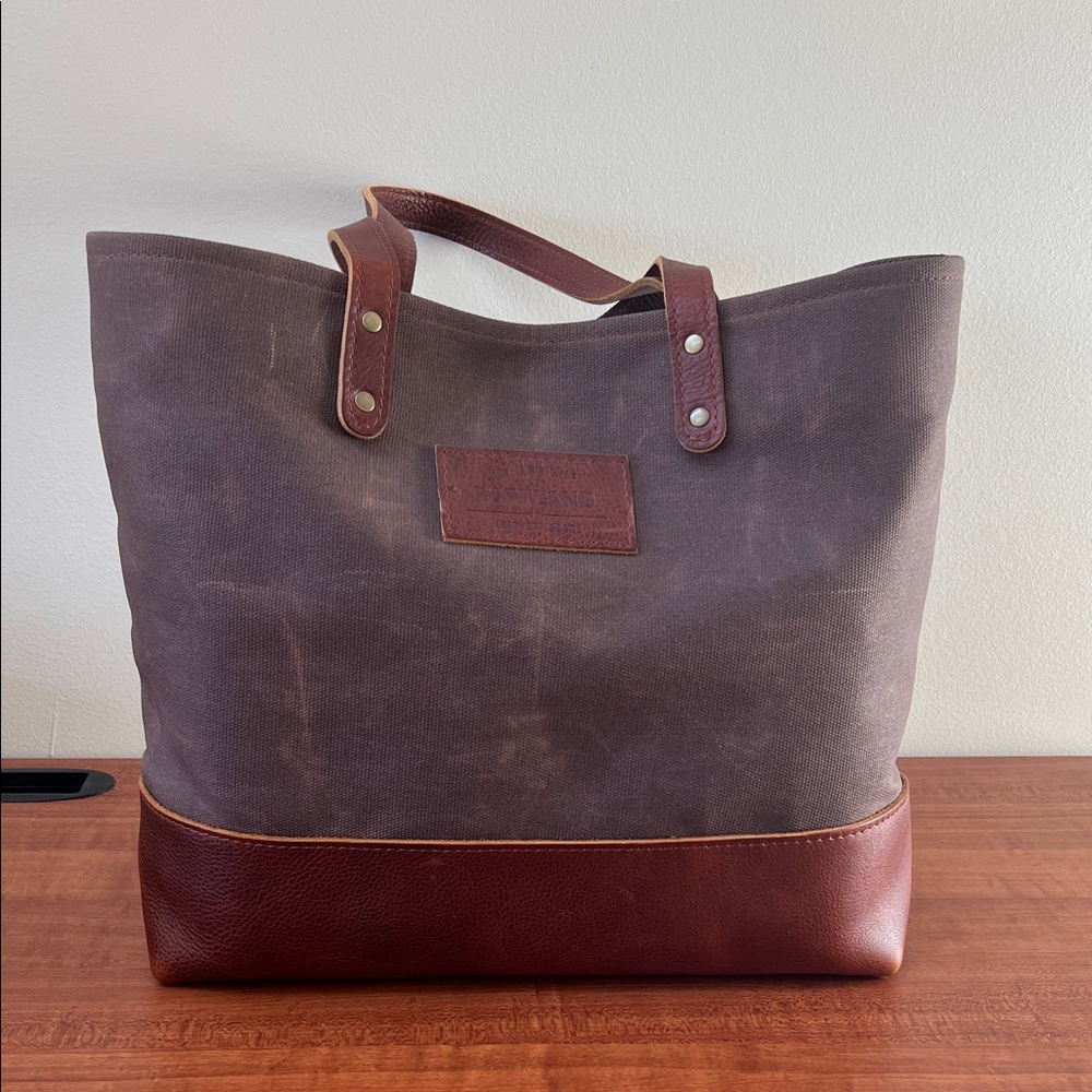 Portland Leather Goods The "Big Big" Tote Waxed Canvas Nutmeg